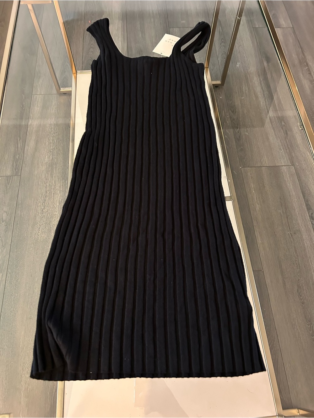 a new day Black Ribbed Midi Tank Dress